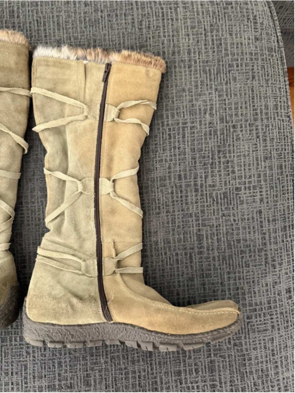 VINTAGE WOMEN’S ELLE FUR LINED SUEDE BOOTS GREEN SIZE 42 EU 11 US MEN’S 9 US
